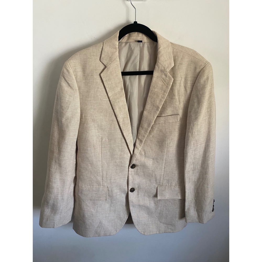 J.Crew Thompson Blazer Mens 40S Beige 100% Linen Two Button Sport Coat Tan